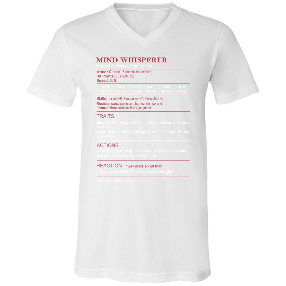 Therapist Stats Unisex V-Neck T-Shirt - White - 5