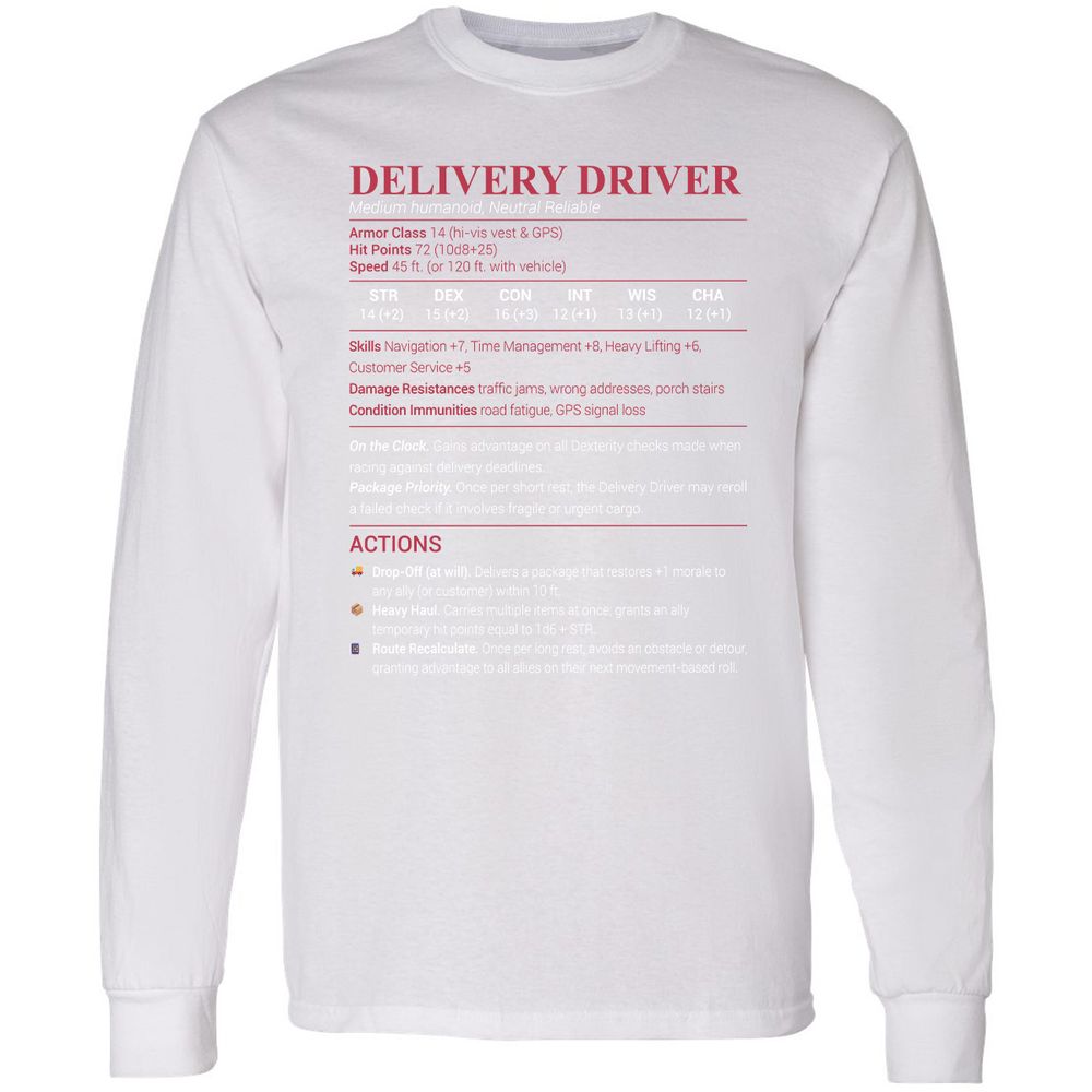 Delivery Driver Long Sleeve T-Shirt - White - 5