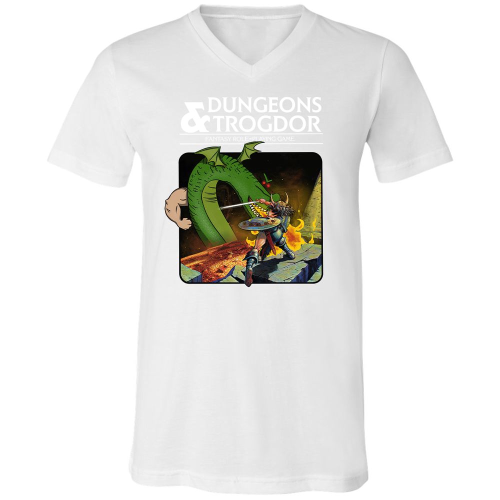 Trogdor Unisex V-Neck T-Shirt - White - 5