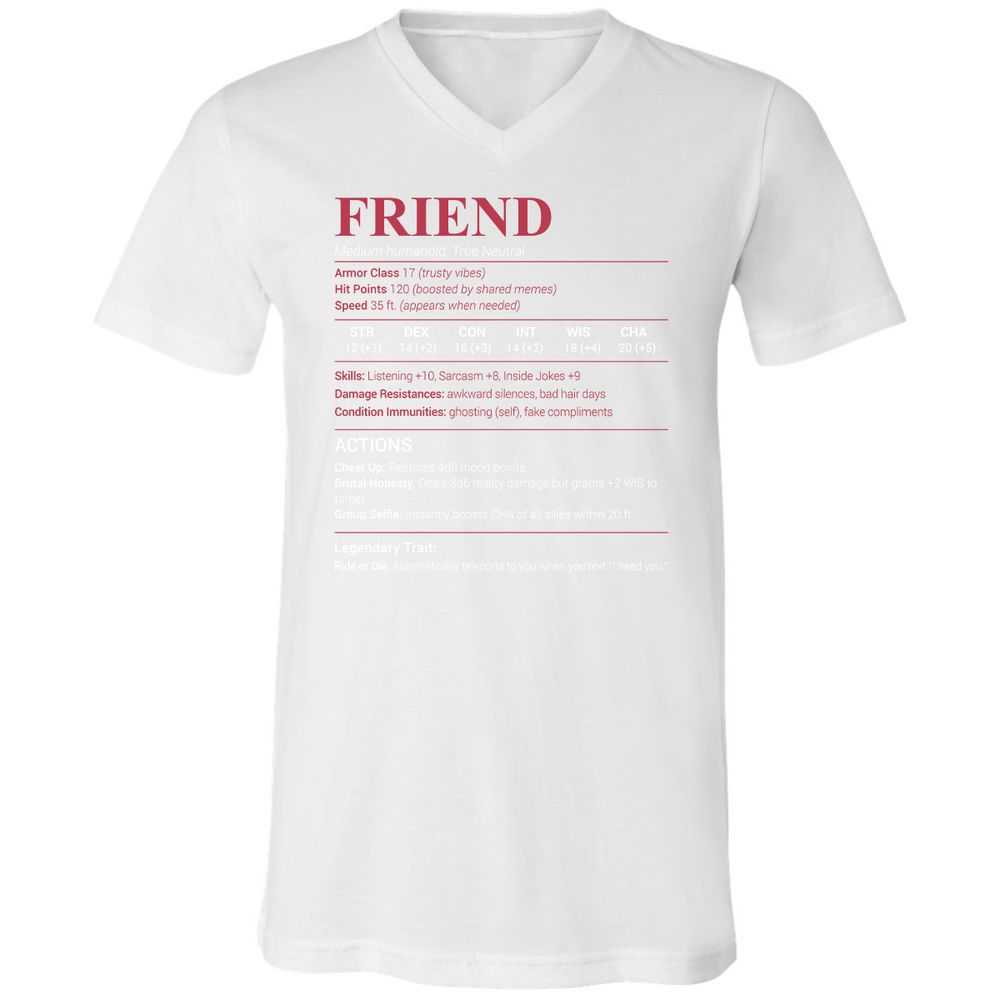Friend Stats Unisex V-Neck T-Shirt - White - 5