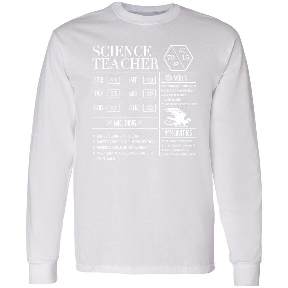 Science Teacher New Long Sleeve T-Shirt - White - 5