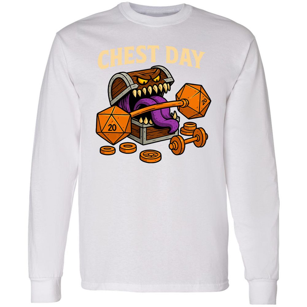 Chest Day Long Sleeve T-Shirt - White - 5