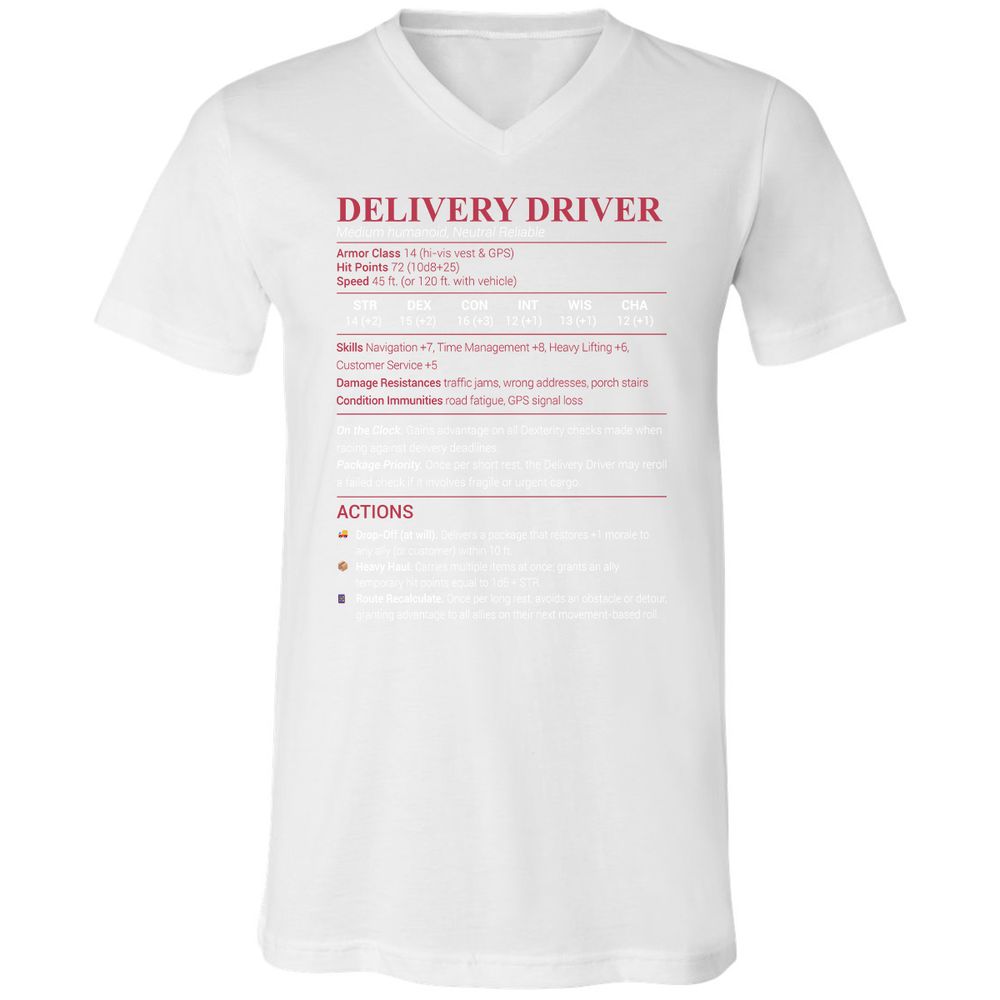 Delivery Driver Unisex V-Neck T-Shirt - White - 5