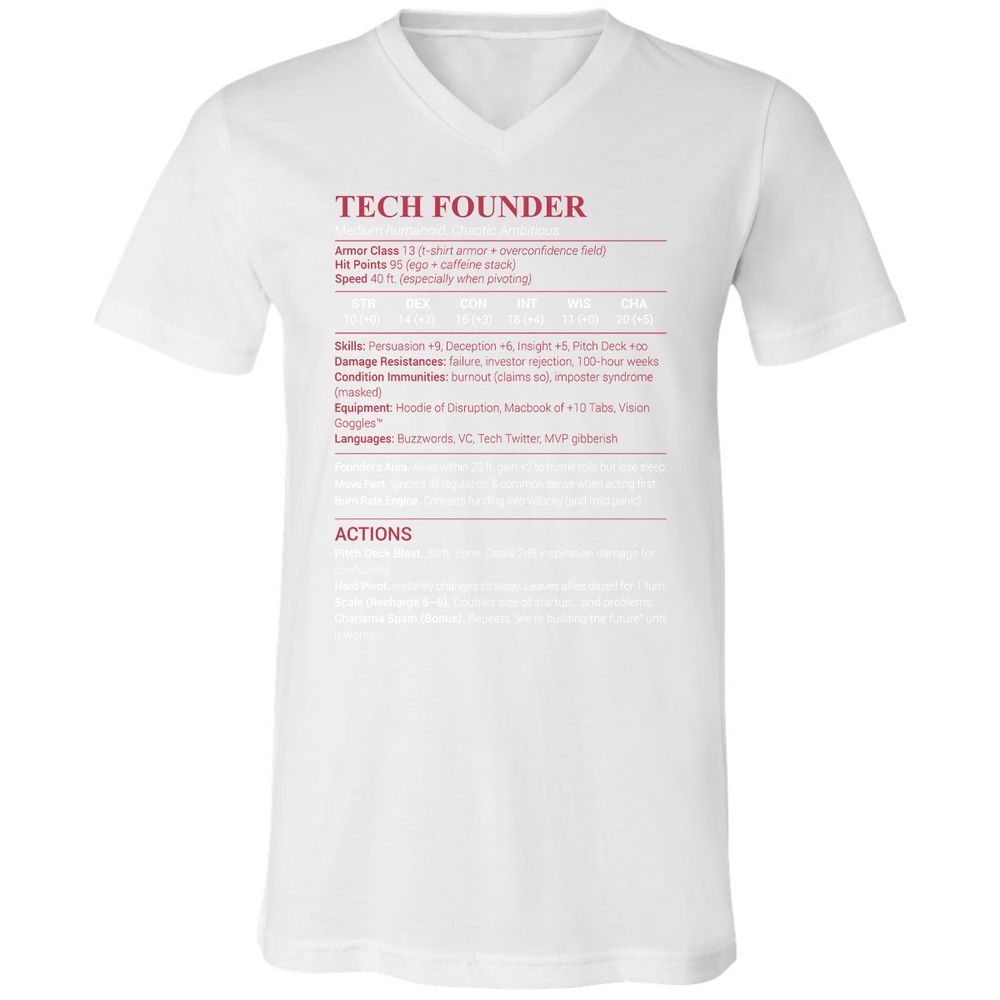 Tech Founder Unisex V-Neck T-Shirt - White - 5