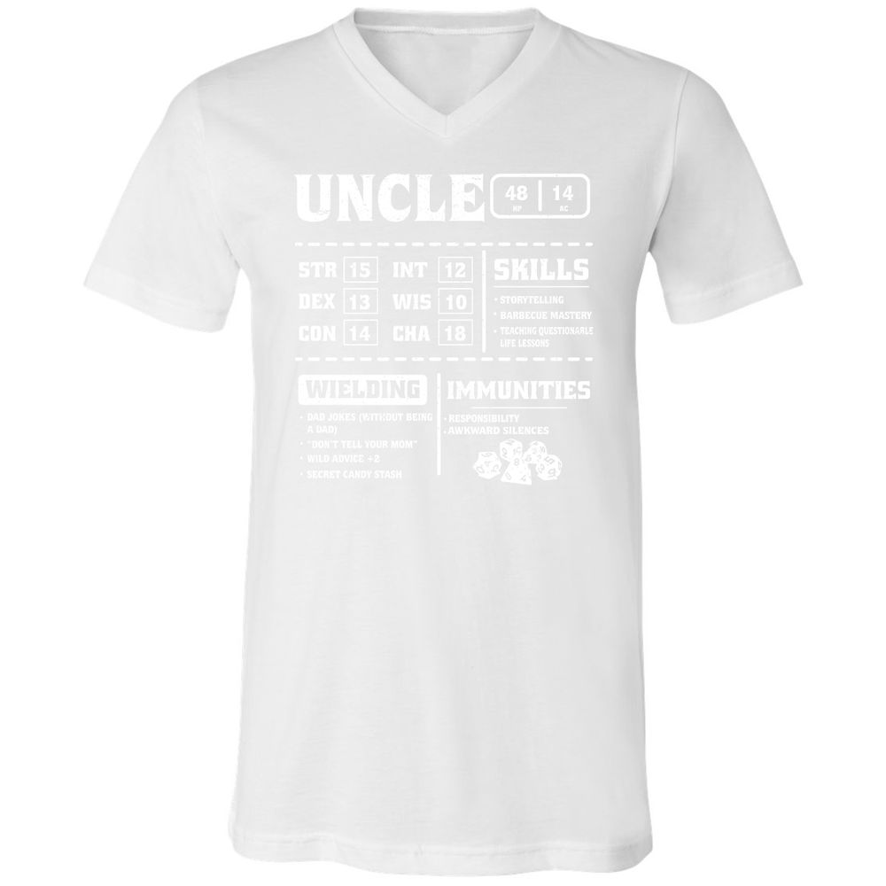 Uncle Stats Unisex V-Neck T-Shirt - White - 5