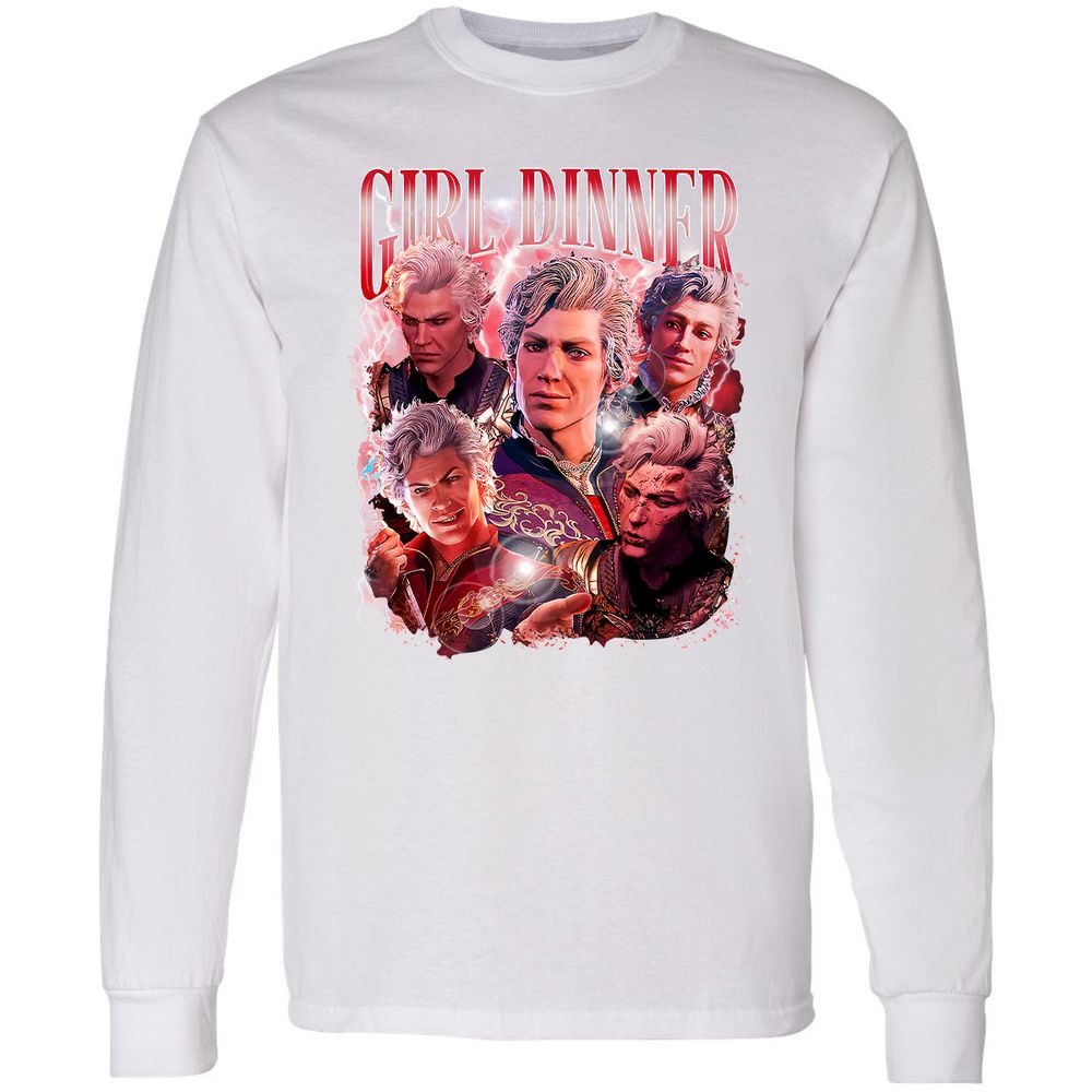Astarion Girl Dinner Long Sleeve T-Shirt - White - 5