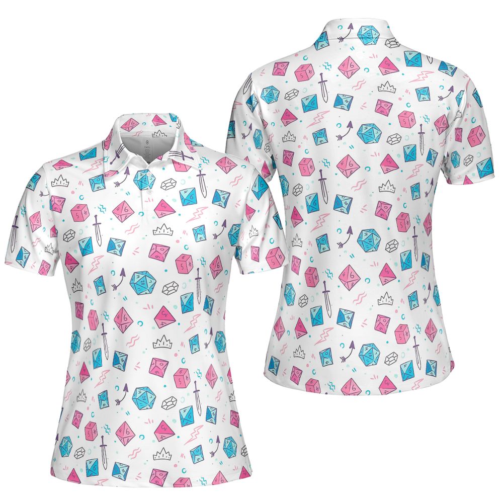 DnD Dice Pattern Cute AOP Men/Women Polo Shirt -  - 5