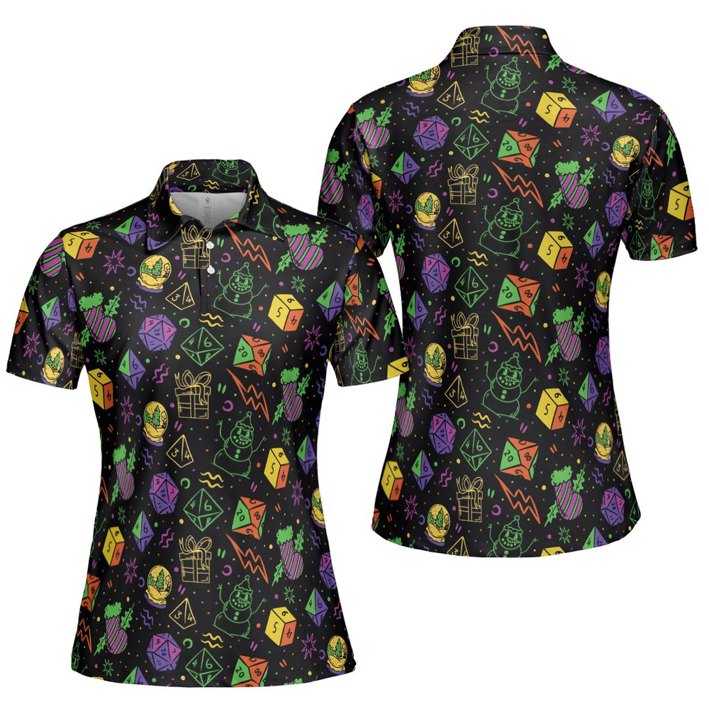 Christmas Role Playing Dice AOP Men/Women Polo Shirt -  - 5