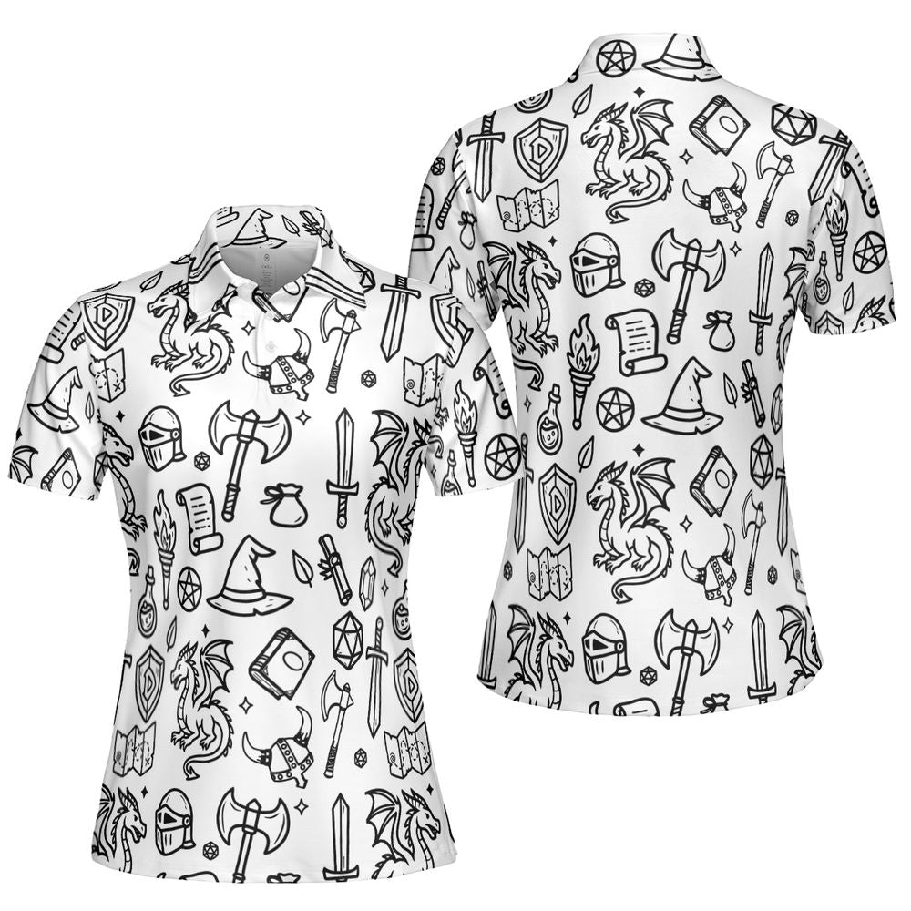 Fantasy Dragon Seamless Pattern AOP Men/Women Polo Shirt -  - 5