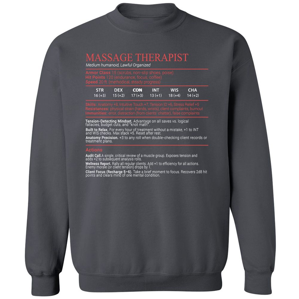 Massage Therapist Stats Block - Charcoal - 6
