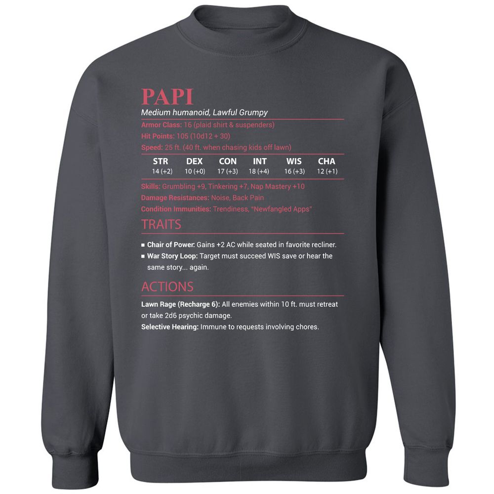 Papi Stats Classic Unisex Sweatshirt - Charcoal - 6