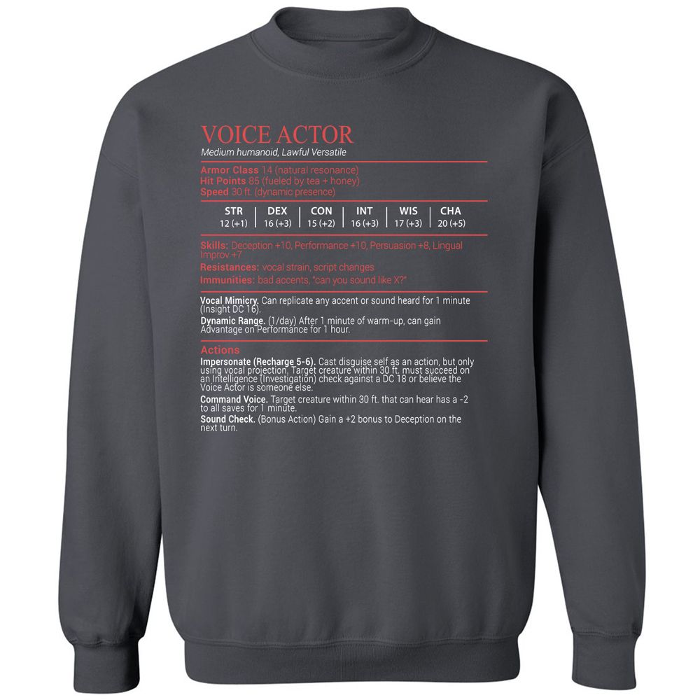 Voice Actor Stats Block - Charcoal - 6