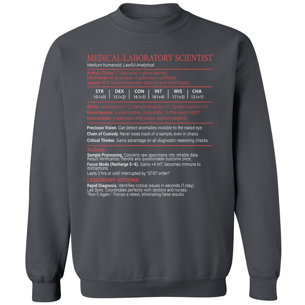 Medical Laboratory Scientist Stats Block - Charcoal - 6