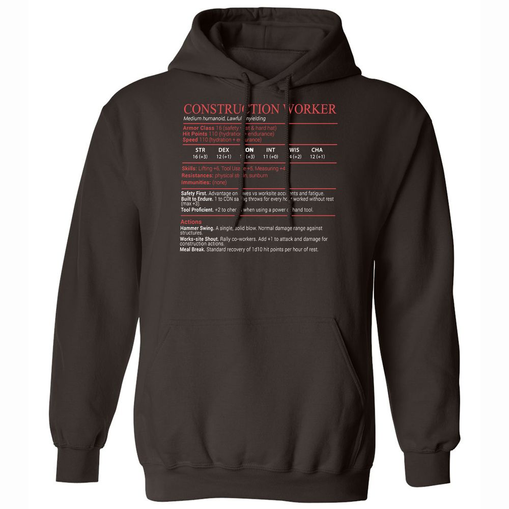 Construction Worker Stats Block - Dark Chocolate - 6