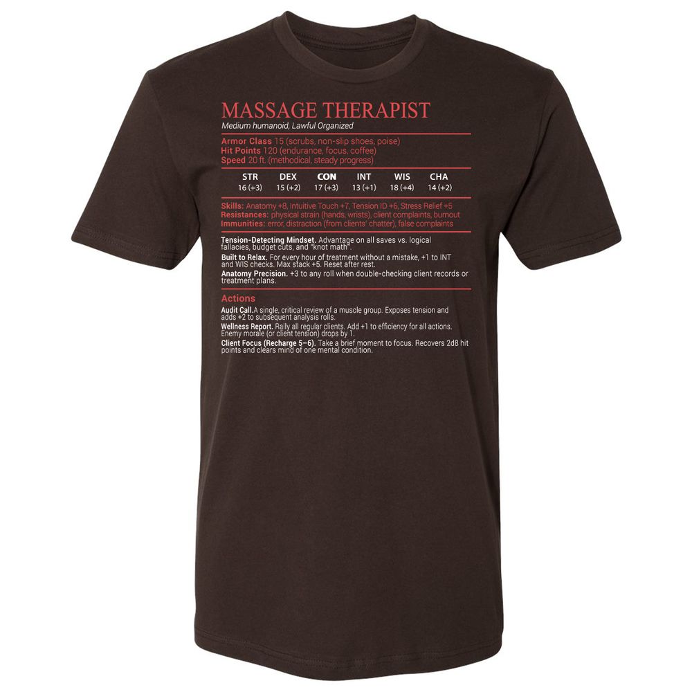 Massage Therapist Stats Block - Dark Chocolate - 6