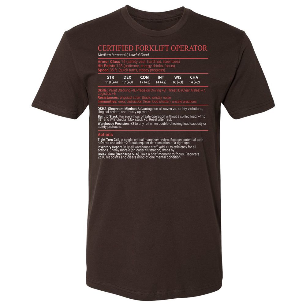 Certified Forklift Operator Stats Block - Dark Chocolate - 6