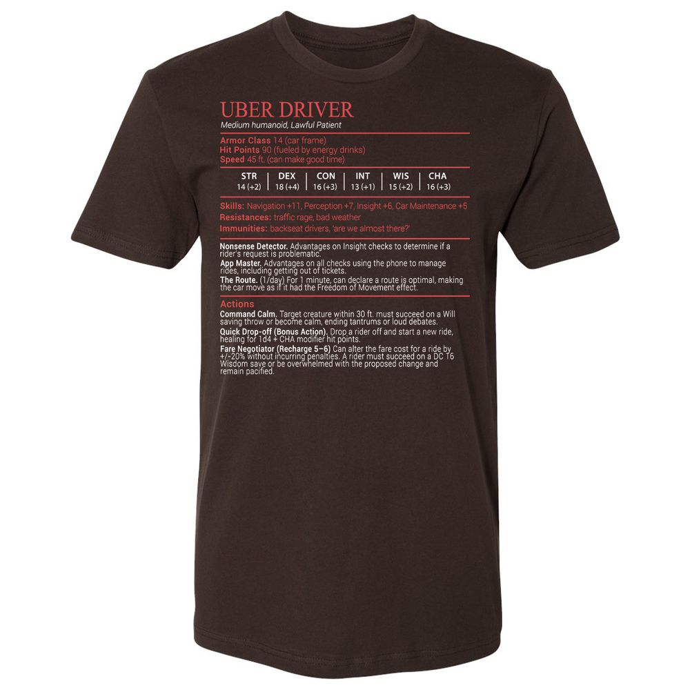 Uber Driver Stats Block Premium Unisex T-Shirt - Dark Chocolate - 6