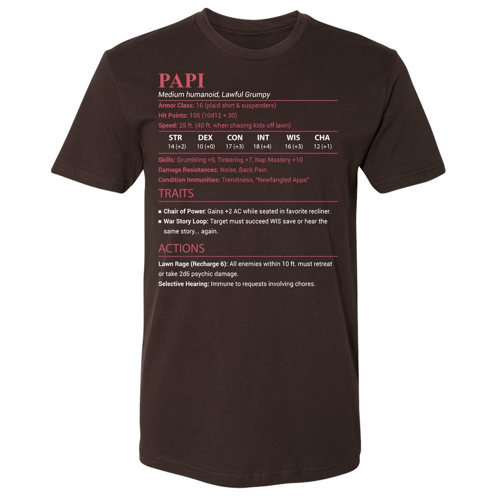 Papi Stats Premium Unisex T-Shirt - Dark Chocolate - 6