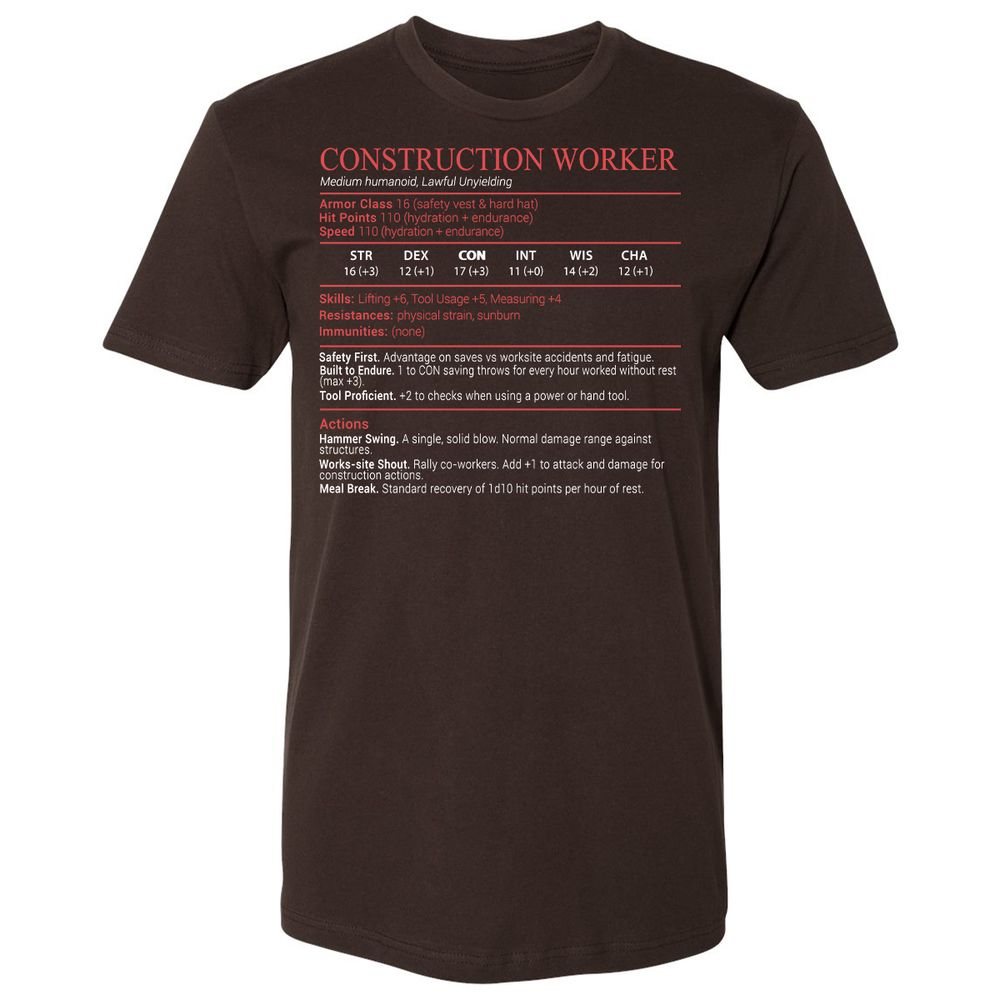 Construction Worker Stats Block - Dark Chocolate - 6