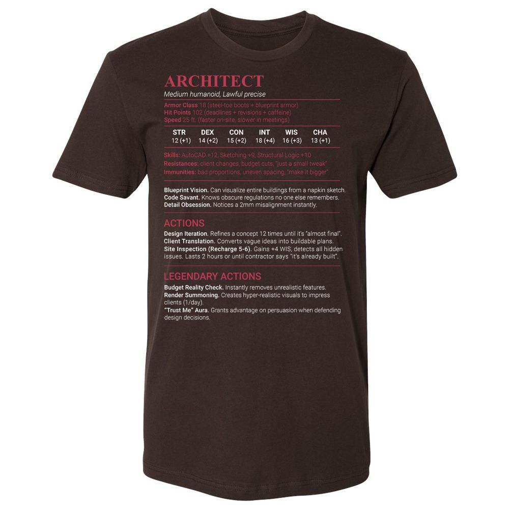Architect Stats Premium Unisex T-Shirt - Dark Chocolate - 6