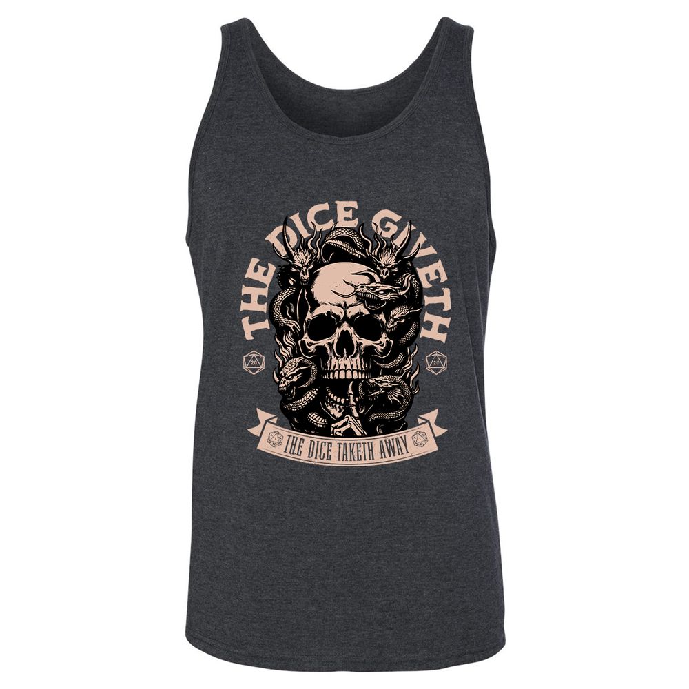 The Dice Giveth The Dice Taketh Away Unisex Jersey Tank - Dark Grey Heather - 6