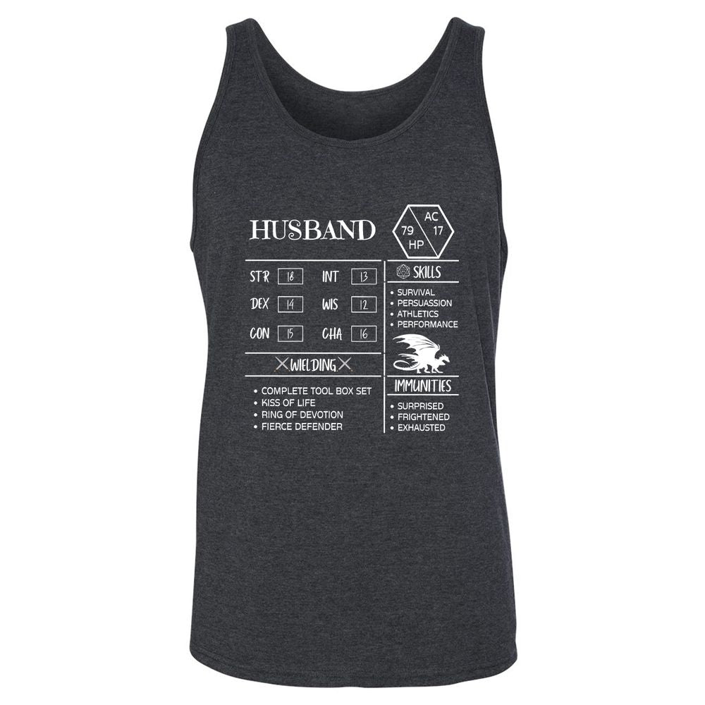 Husband Stats 2 Unisex Jersey Tank - Dark Grey Heather - 6