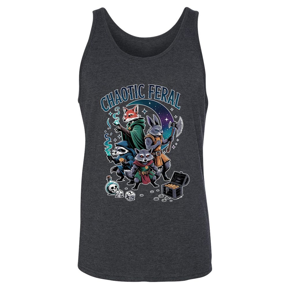Chaotic Feral Unisex Jersey Tank - Dark Grey Heather - 6