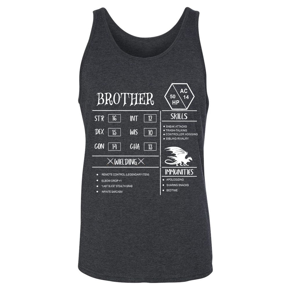 Brother Stats Unisex Jersey Tank - Dark Grey Heather - 6