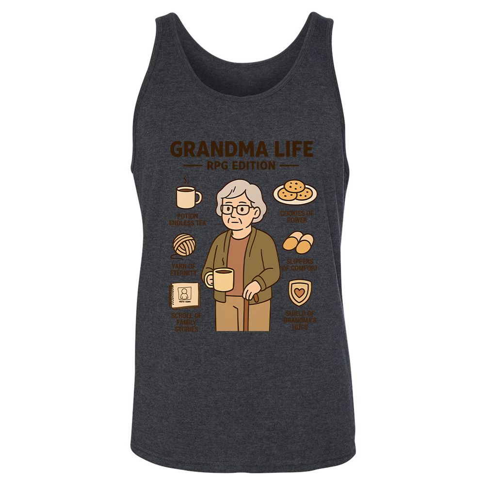Grandma Life RPG Edition Unisex Jersey Tank - Dark Grey Heather - 6