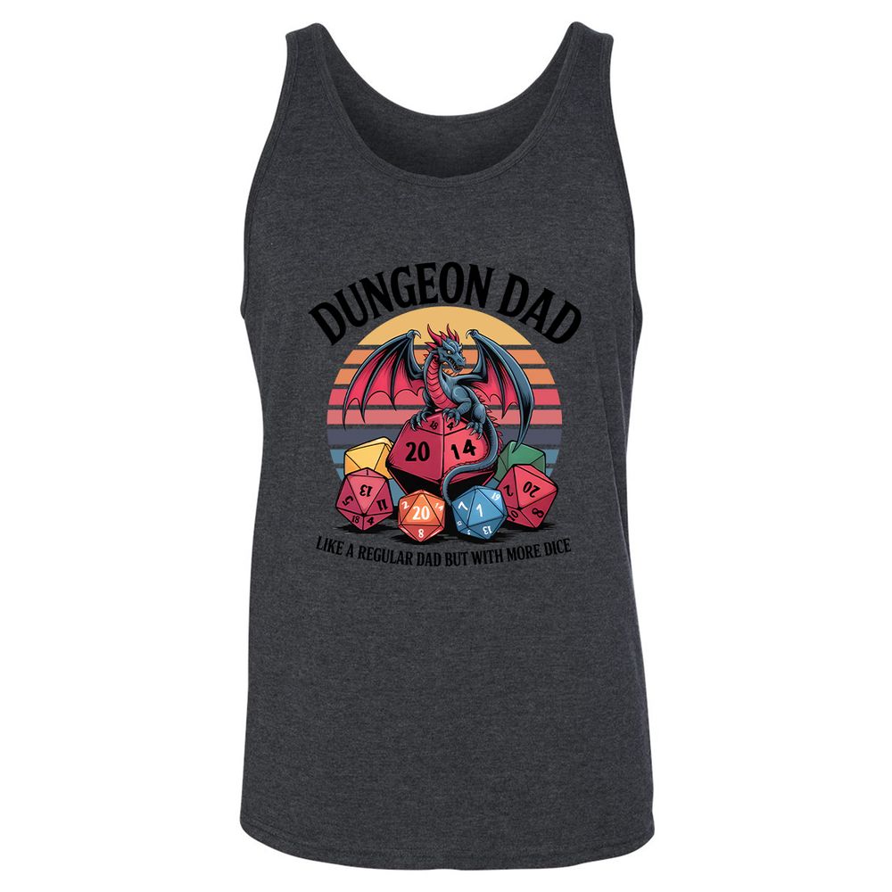 Dungeon Dad With More Dice Unisex Jersey Tank - Dark Grey Heather - 6