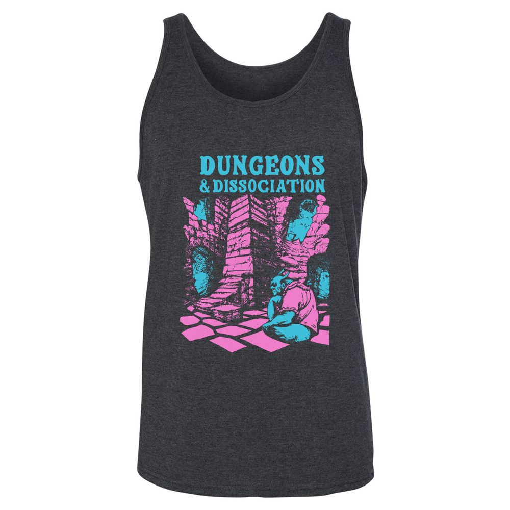 Dungeons And Dissociation Unisex Jersey Tank - Dark Grey Heather - 6