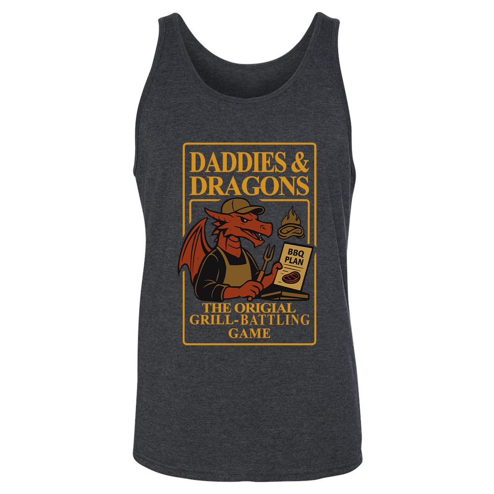 Daddies & Dragons Unisex Jersey Tank - Dark Grey Heather - 6