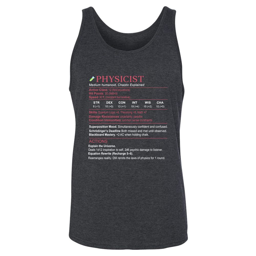Physicist Stats Unisex Jersey Tank - Dark Grey Heather - 6