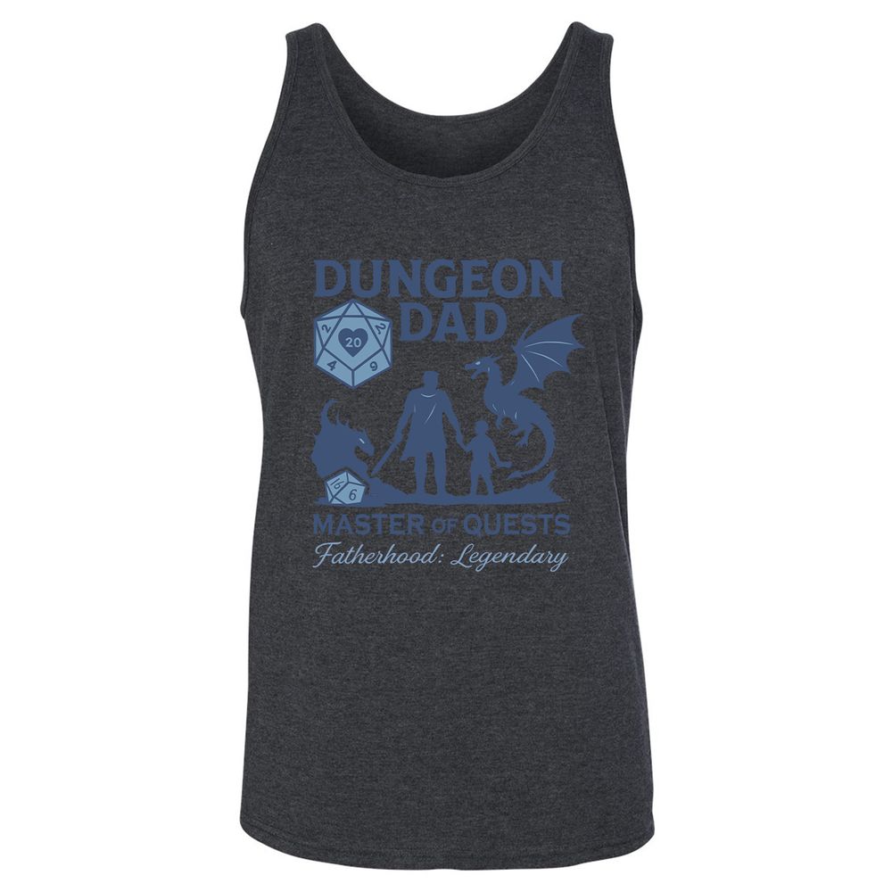 Dungeon Dad Master Of Quests Unisex Jersey Tank - Dark Grey Heather - 6