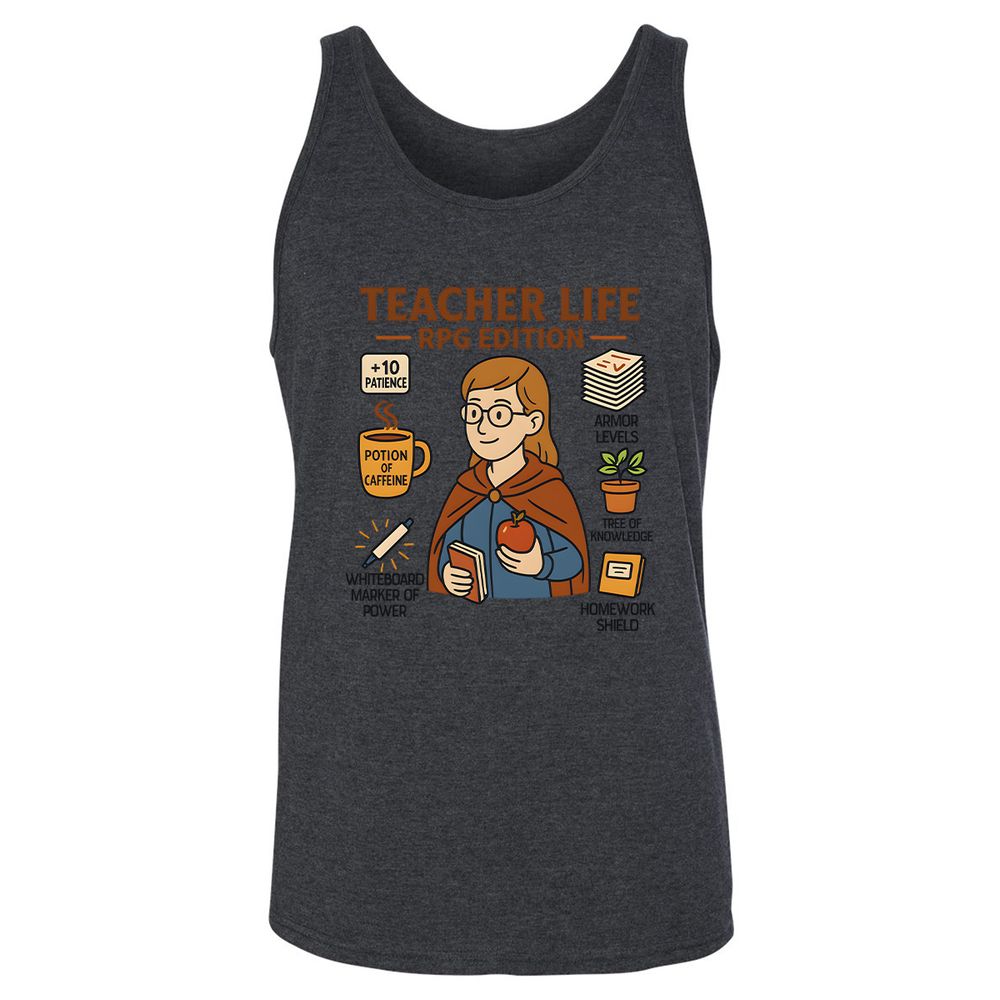 Teacher Life RPG Edition Unisex Jersey Tank - Dark Grey Heather - 6