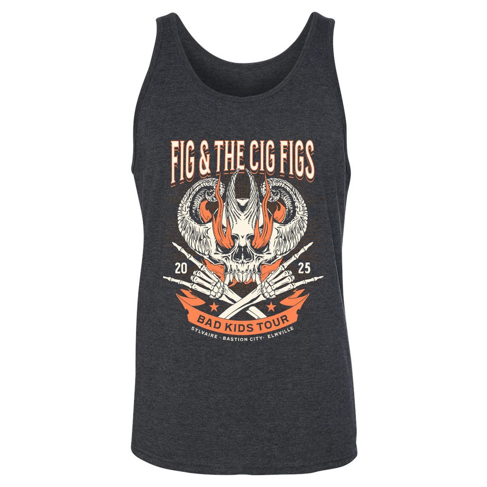 Fig and the Cig Figs, Dimension 20 Unisex Jersey Tank - Dark Grey Heather - 6