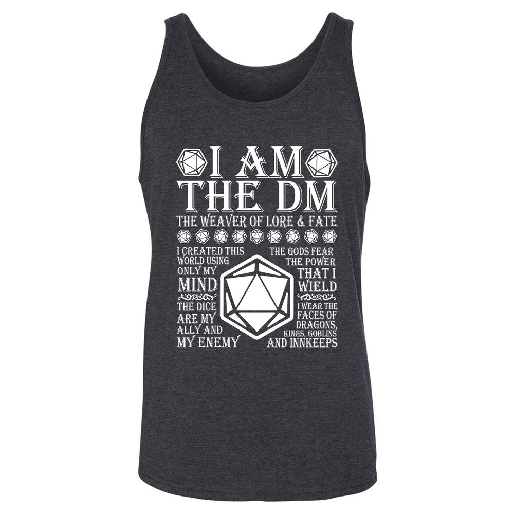 I Am The DM The Weaver Of Lore And Fate Unisex Jersey Tank - Dark Grey Heather - 6