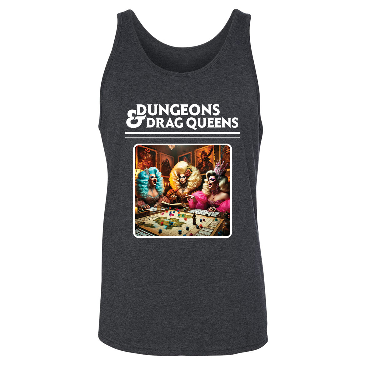 Dungeons & Drag Queens Unisex Jersey Tank - Dark Grey Heather - 6