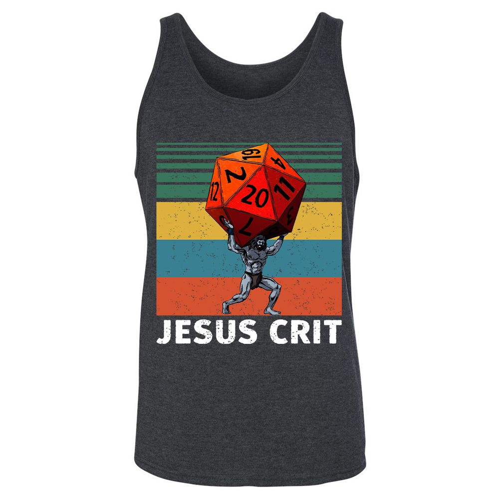 Jesus Crit Unisex Jersey Tank - Dark Grey Heather - 6