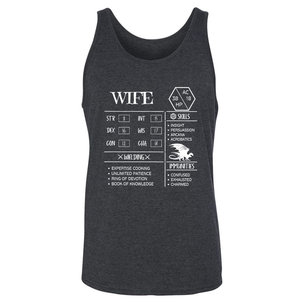Wife Stats 2 Unisex Jersey Tank - Dark Grey Heather - 6
