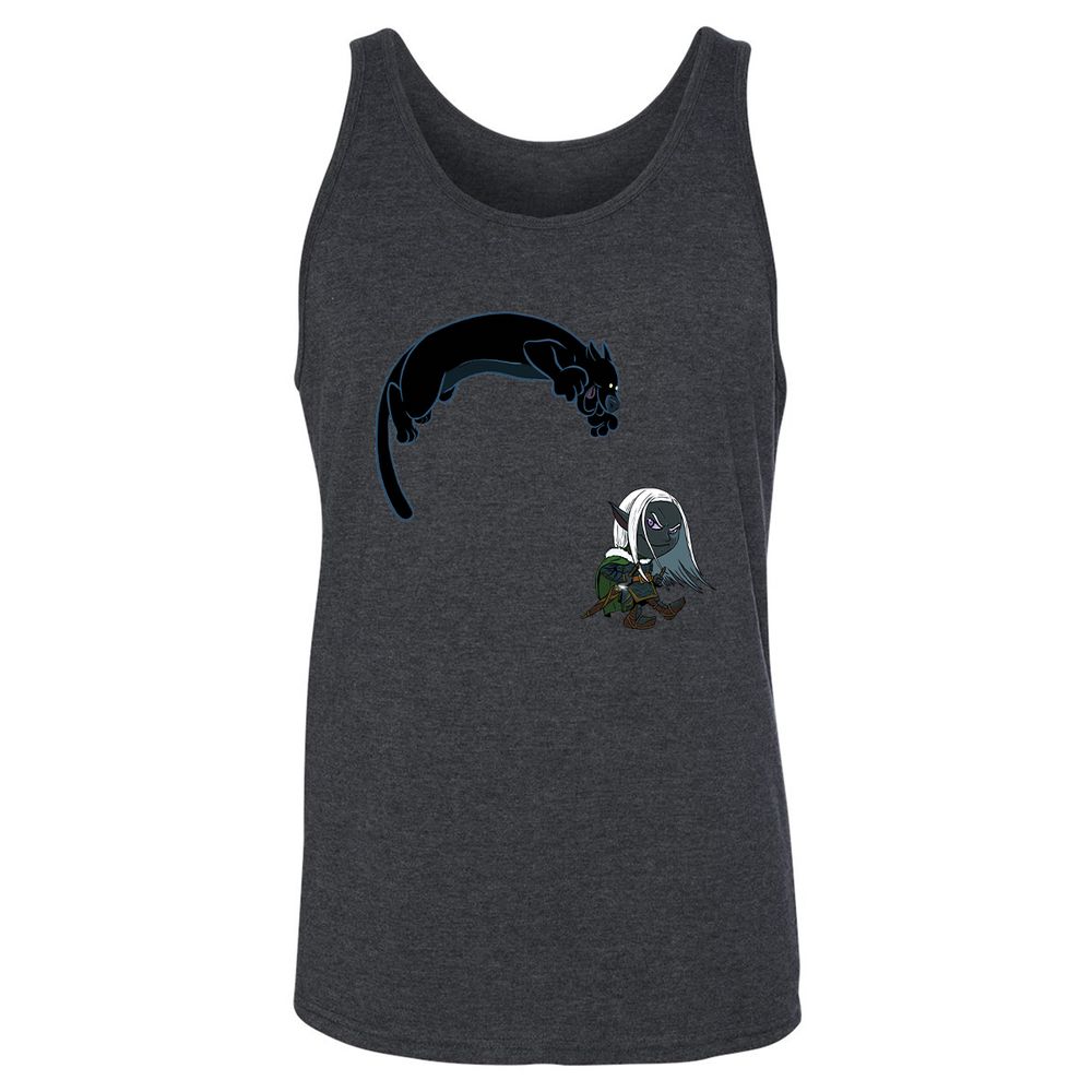 Drizzt And Guenhwyvar Unisex Jersey Tank - Dark Grey Heather - 6