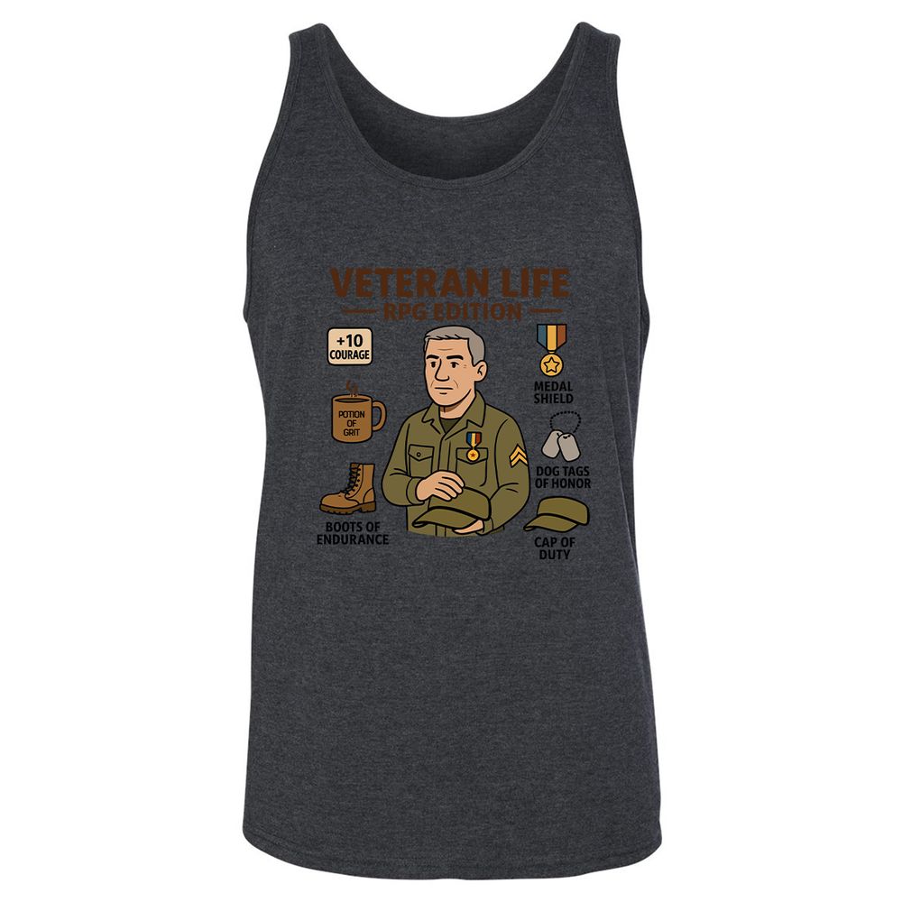 Veteran Life RPG Edition Unisex Jersey Tank - Dark Grey Heather - 6