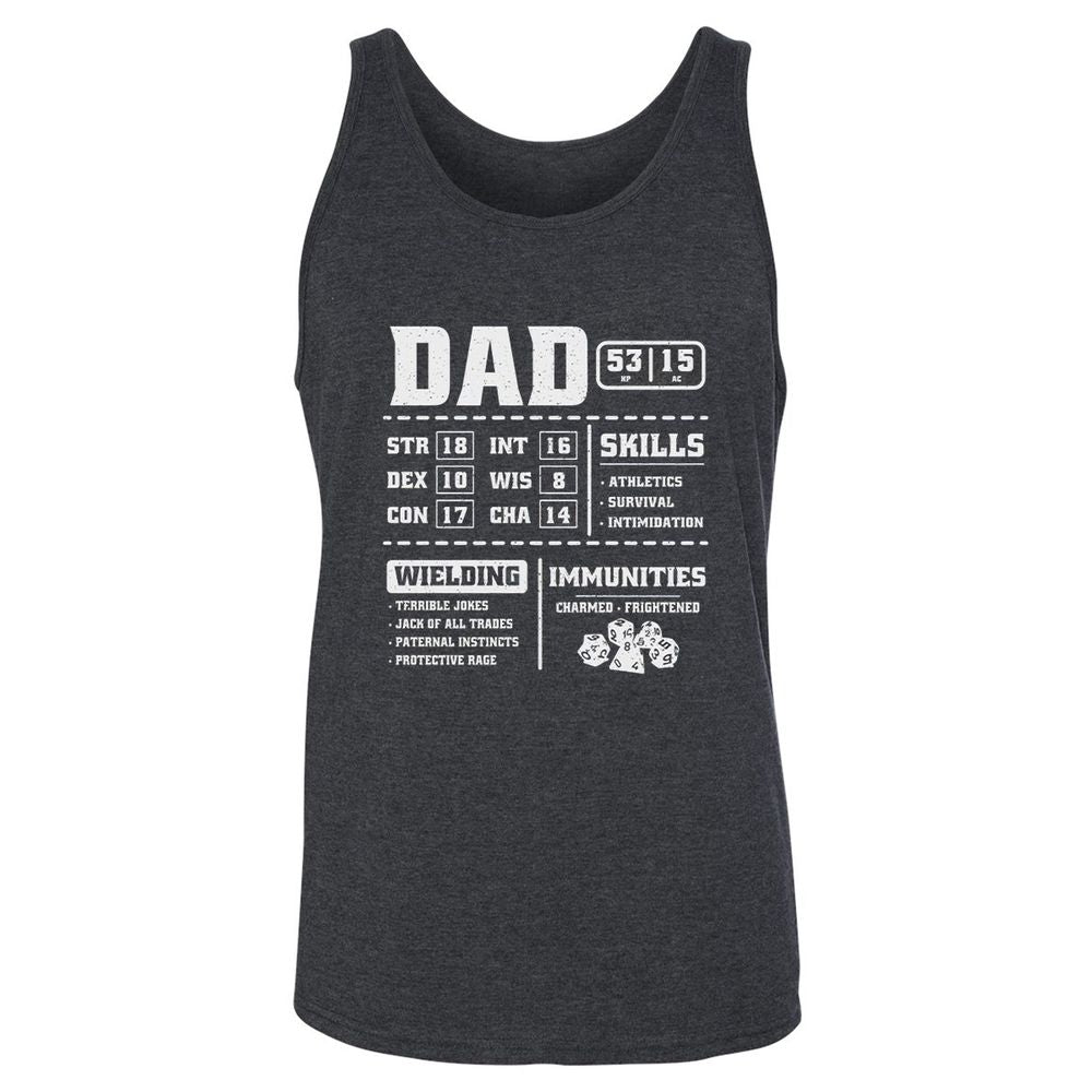 Dad Stat Block 2 Unisex Jersey Tank - Dark Grey Heather - 6