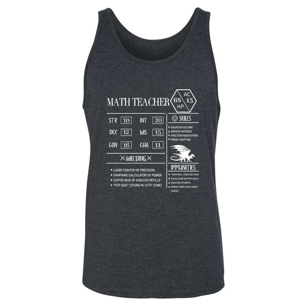 Math Teacher New Unisex Jersey Tank - Dark Grey Heather - 6