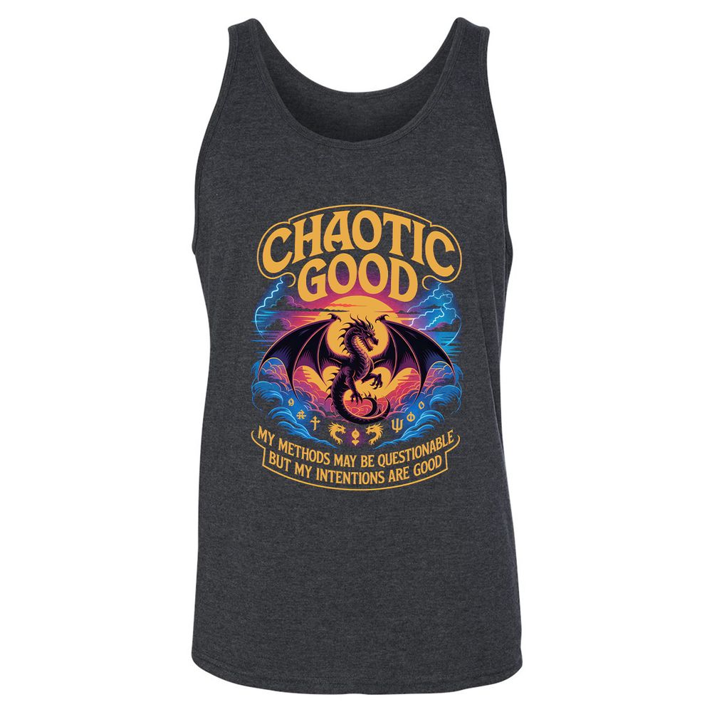 Chaotic Good Unisex Jersey Tank - Dark Grey Heather - 6