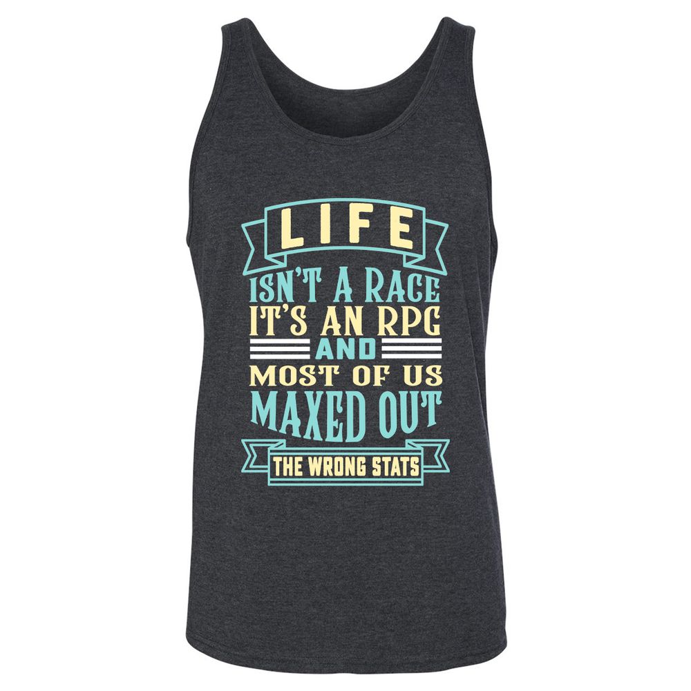 Life Is A RPG Unisex Jersey Tank - Dark Grey Heather - 6