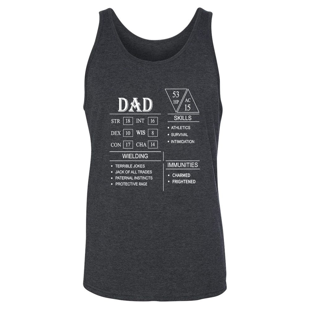 Dad Stat Block Unisex Jersey Tank - Dark Grey Heather - 6