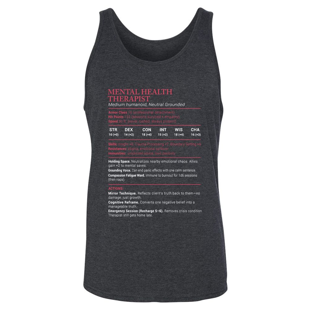 Mental Health Therapist Stats Unisex Jersey Tank - Dark Grey Heather - 6