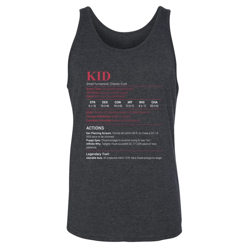Kid Stats Unisex Jersey Tank - Dark Grey Heather - 6