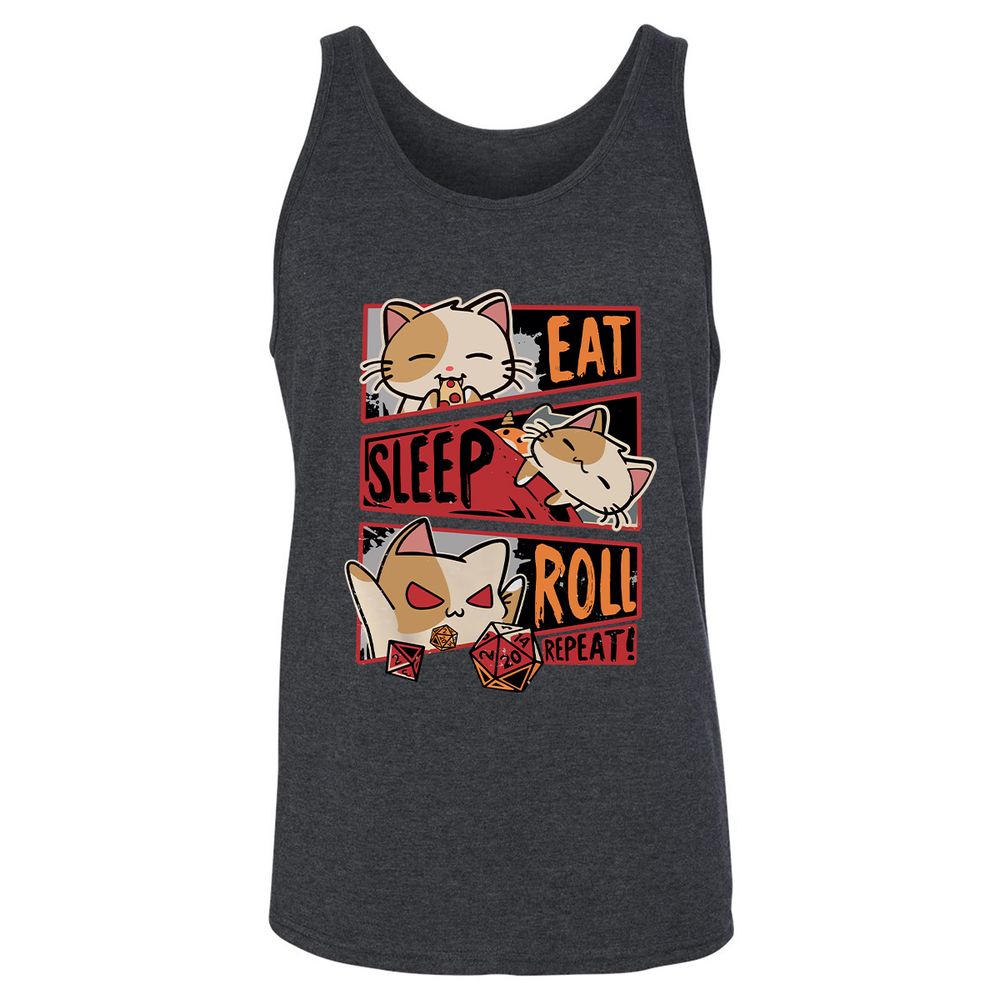 Eat Sleep Roll Repeat Unisex Jersey Tank - Dark Grey Heather - 6